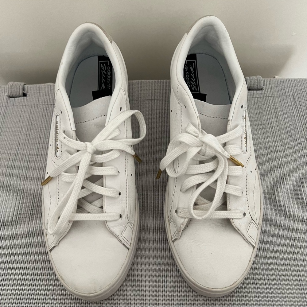 Adidas Women's Sleek Low Top Leather Sneakers - Picture 10 of 11